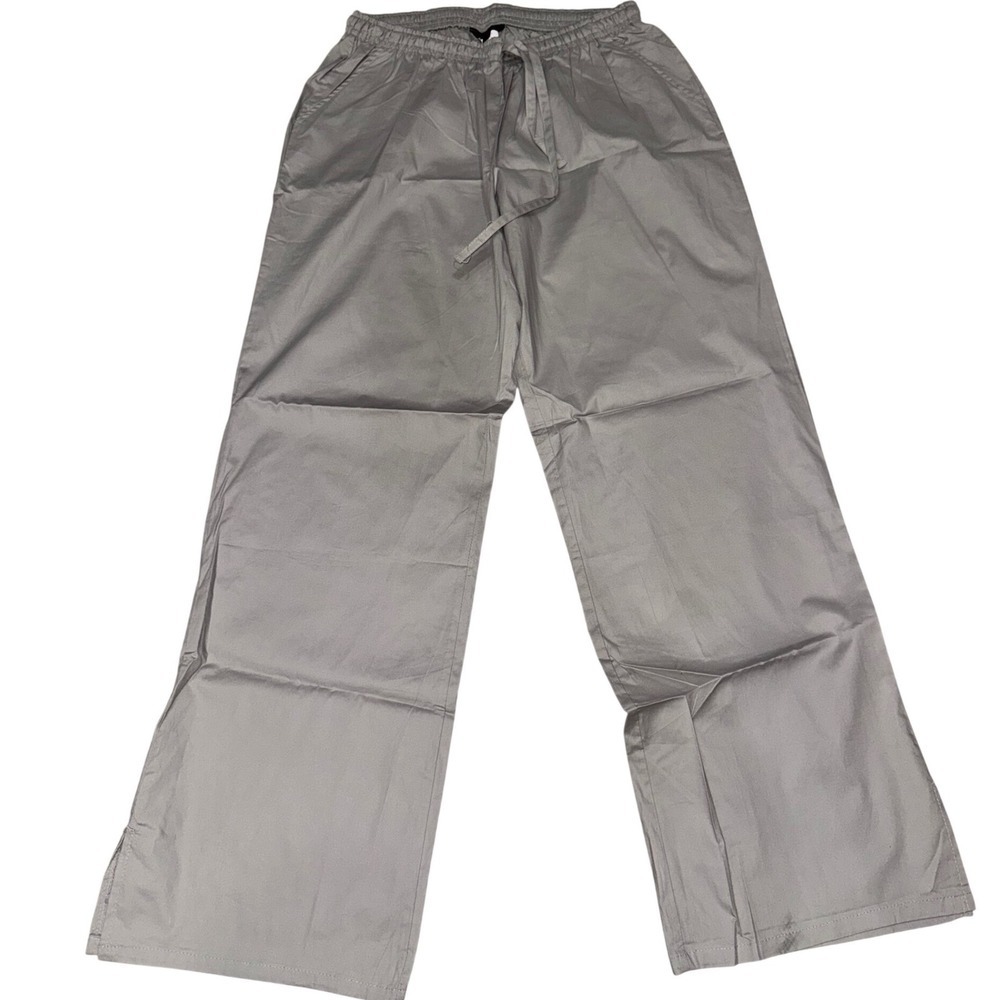 Flex Grey Wide Leg Scrub Pants Women's Plus Size 2X Elastic Waist Drawstring